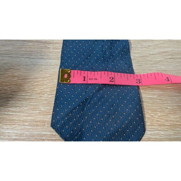 Vintage Jack Henry Navy Blue Necktie Gold Dot Pattern – 3.25” Wide - Picture 2 of 3